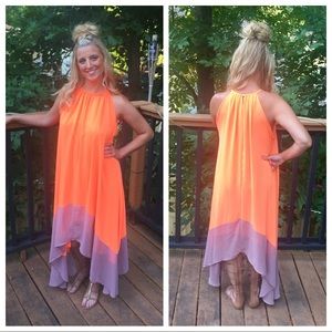 Gorgeous orange/grey flowing lined dress